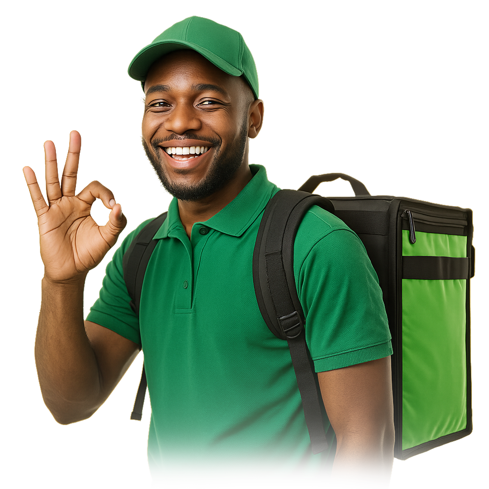 Delivery person with backpack